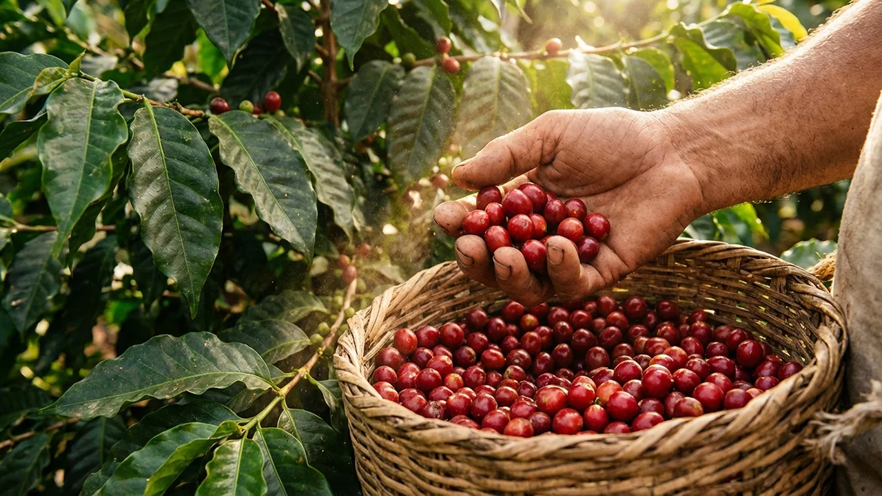گیلاس قهوه جامائیکا پس از چیدن دستی