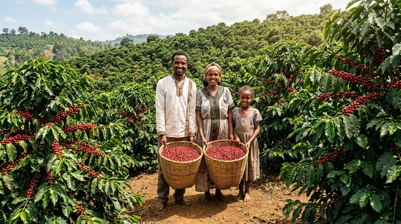 A coffee farm in the highlands of Ethiopia