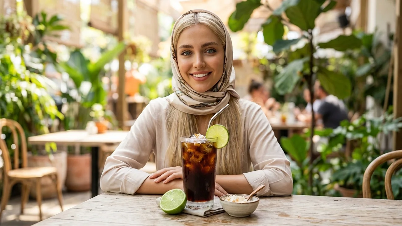 آیس آمریکانو و خانم زیبا