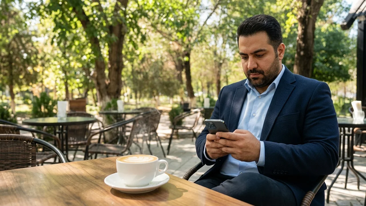 کاپوچینو بر روی میز چوبی
